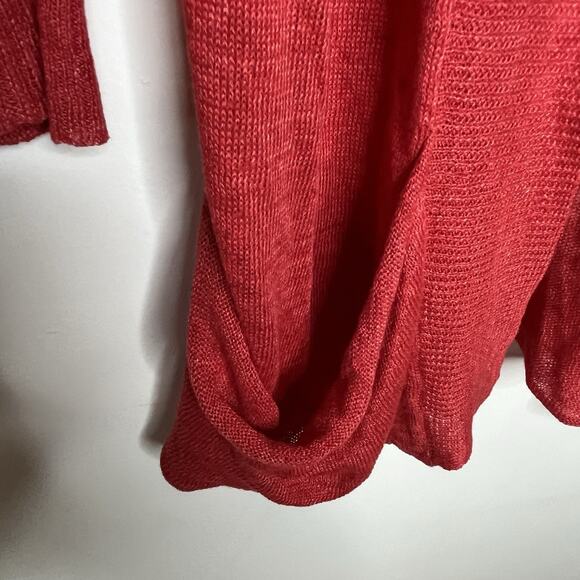 Eileen Fisher Linen Open Cardigan Red Womens Size Small Sheer Lightweight Travel - Picture 5 of 9